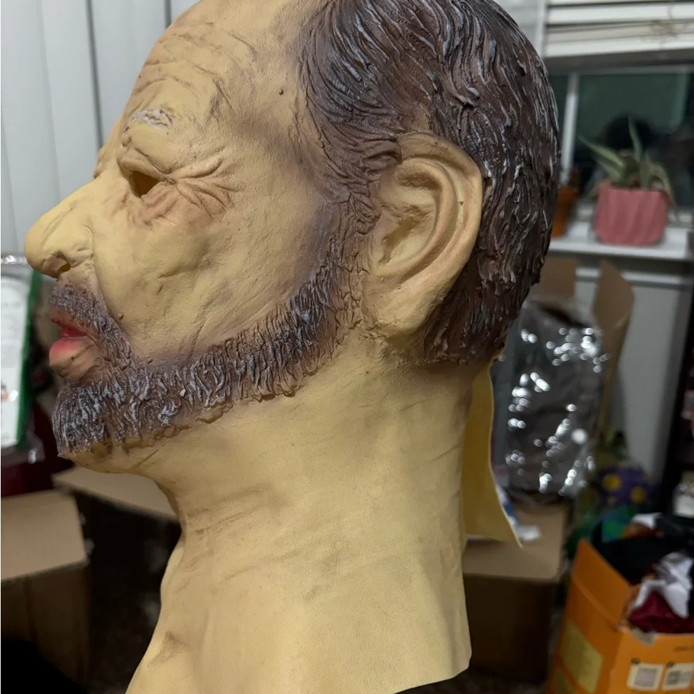 Full-Head “Old Man” Mask with Brown and White Beard